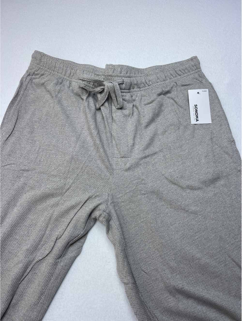 Sonoma Women's Pajama Pants Size L Beige Herringbone Cotton Blend